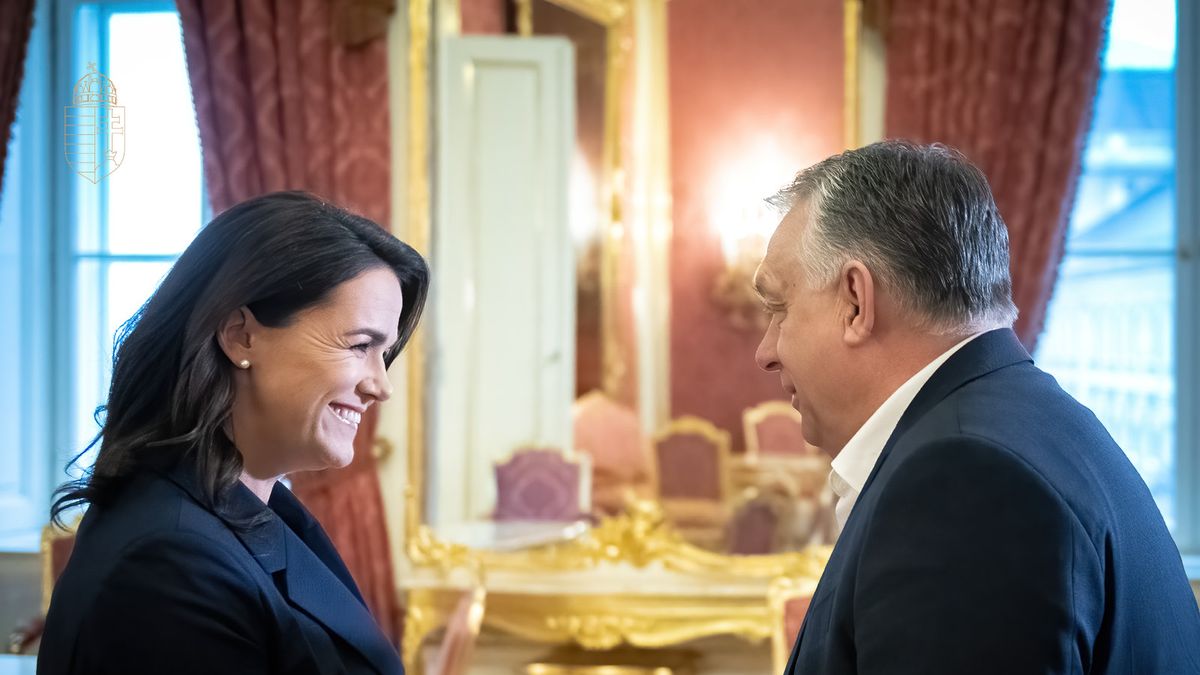 Novák Katalin fogadta Orbán Viktort a Sándor-palotában