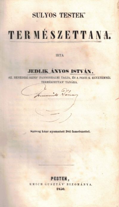 Jedlik Ányos tankönyve