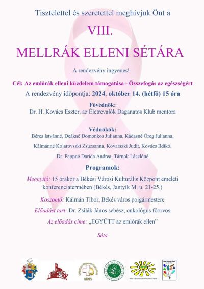 Október 14-én lesz a VIII. Mellrák elleni séta Békésen