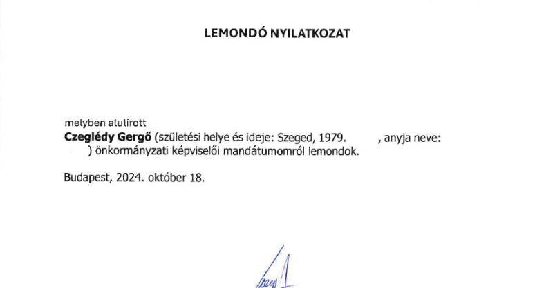 Lemondott Czeglédy Gergő, a vesztegetéssel gyanúsított óbudai képviselő