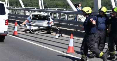 Brutális baleset Budapestnél, hatalmas a dugó