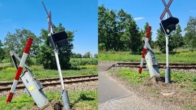 Figyelmetlenség a 47-es főúton: vasúti sorompót döntött ki