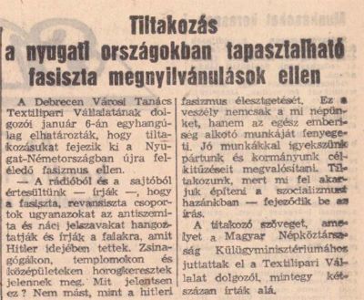 Tiltakozás a nyugati országokban tapasztalható fasiszta megnyilvánulások ellen